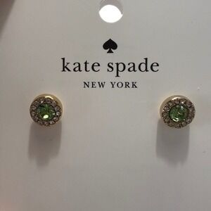 Kate‎ Spade You're A Gem Pave Halo Stud Earrings Peridot Green Gold KK665